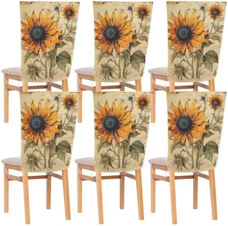 Yellow Sunflower Dining Chair Covers Set of 2