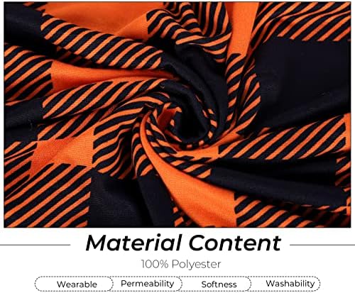 Whaline 4Pcs Fall Chair Slipcovers Orange White Buffalo Check Dining Covers