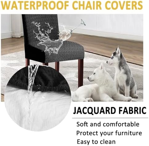 HAOYONG Waterproof Dining Chair Cover Set 4PCS with Bench Cover