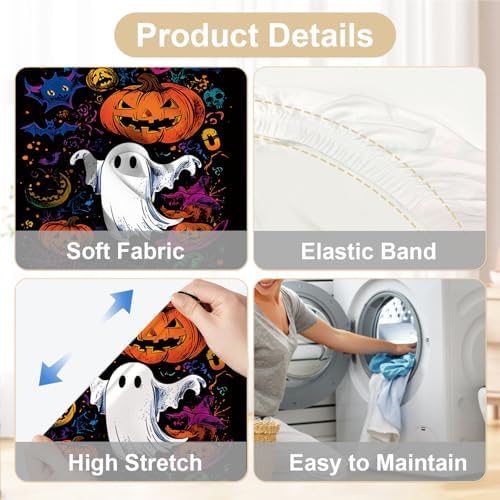 Colorful Halloween Chair Covers Set of 4 1