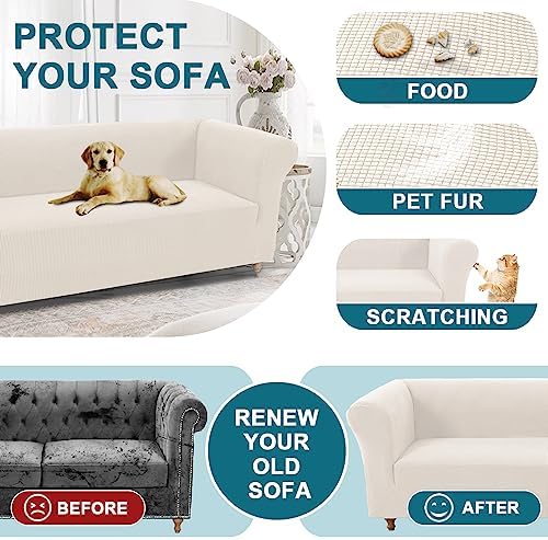 Turquoize Stretch Sofa Cover for 3 Cushion Chesterfield Style Sofa