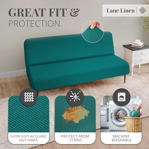 LANE LINEN Teal Armless Futon Cover - Stretch Fit Machine Washable