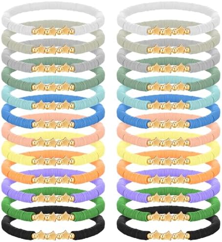 Tondiamo 24 Pcs Friendship Star Beaded Bracelets Set