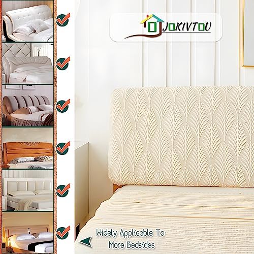 JOKIVTOU Stretch Headboard Cover Durable Dustproof Jacquard Fabric Slipcover