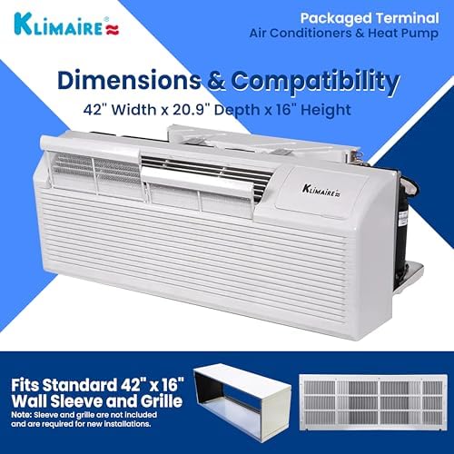 Klimaire PTAC 12000 BTU Heat Pump with Remote Control and 35 kW Heater