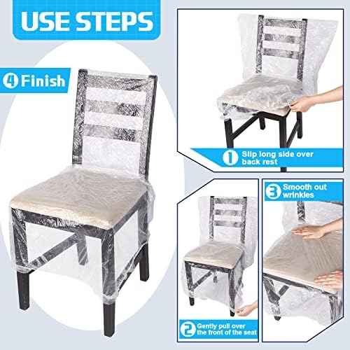 4 Pcs Plastic Chair Covers Clear Waterproof Protector