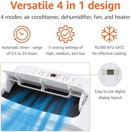 Amazon Basics 4-In-1 Portable AC Unit 13500 BTU White