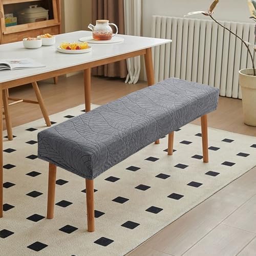 Genina Stretch Jacquard Dining Bench Cover - Dark Gray 1