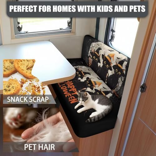 Wetoricau Cat Halloween Pattern 2PCS Sofa Slipcover