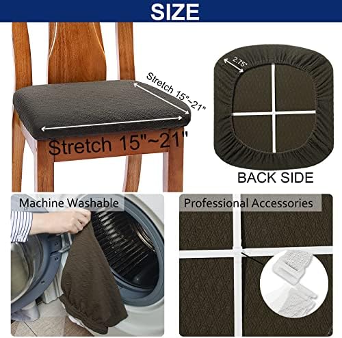 BUYUE Dining Chair Seat Covers Set of 6 Brown