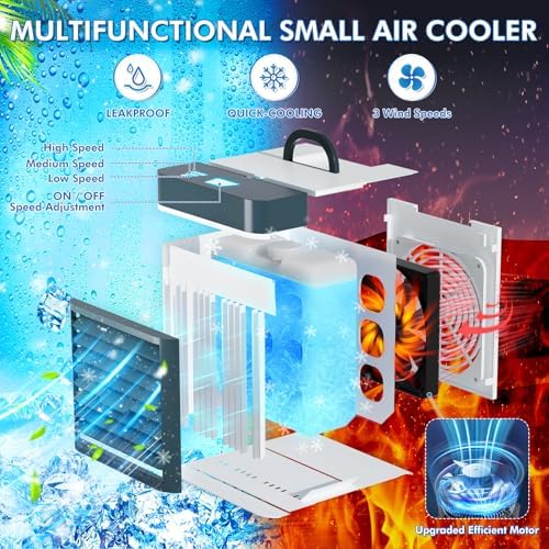 Portable Air Conditioner Fan with Anti-Leakage Ice Cooling 3 Speeds