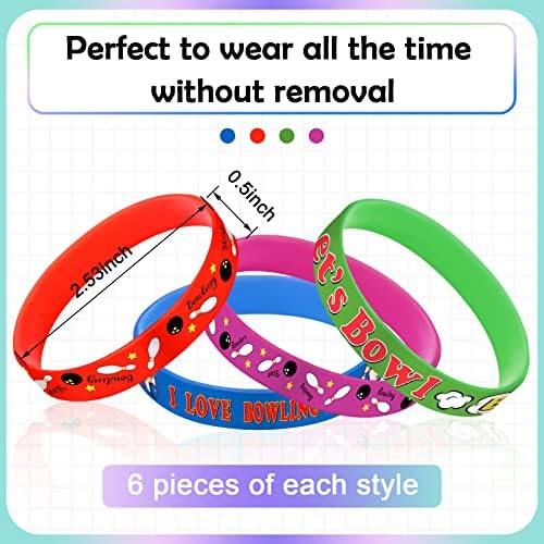 24 Pcs Bowling Silicone Wristbands Bulk Party Gifts