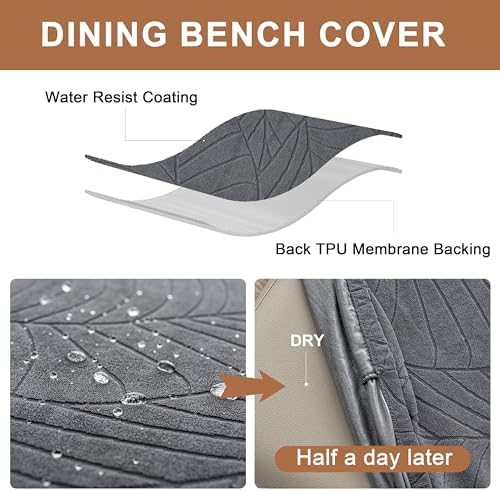 Genina Stretch Jacquard Dining Bench Cover - Dark Gray 1