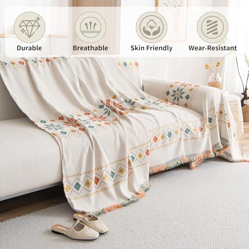 ROOMLIFE Reversible Sofa Cover for 3 Cushion Couch with Geometric Patterns