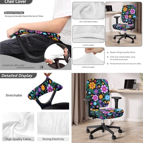 Lotusorchid 4 Piece Boho Flower Chair Cover Set Purple