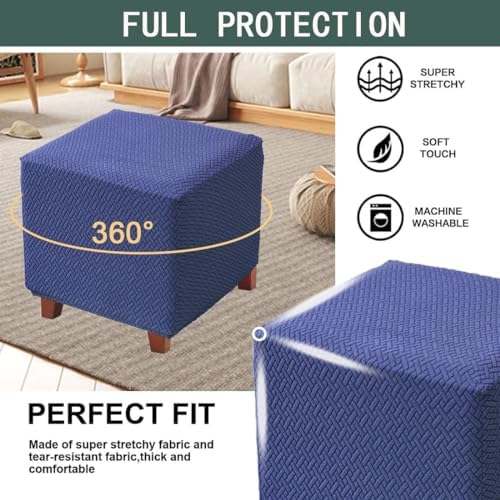 Bifaunvogel Ottoman Cover Square Thick Jacquard Stretch Slipcover