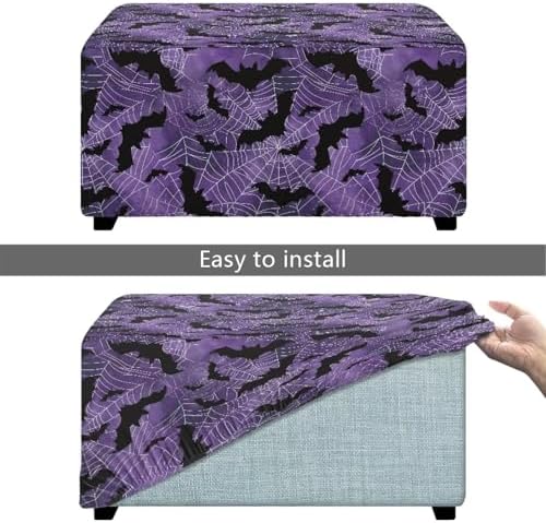 Talayituse Purple Bat Spider Web Print Ottoman Cover