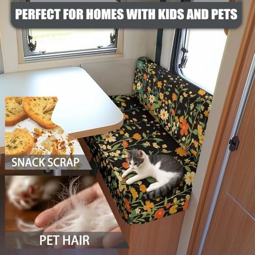 Colorful Flowers Print RV Dinette Cushion Covers