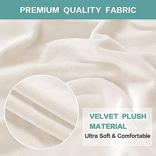 Turquoize Velvet Sofa Slipcover - Ivory 3 Cushion Fit 1