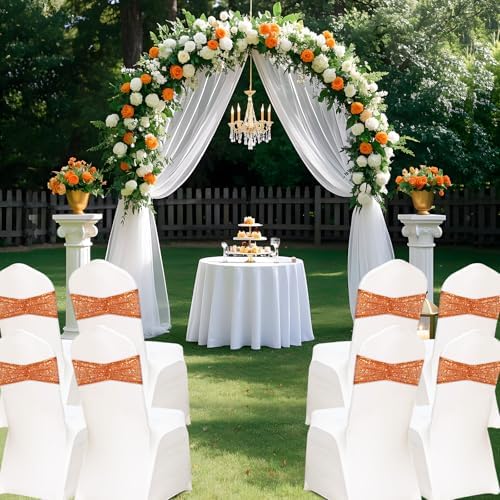 Eternal Beauty Orange Sequin Chair Bands Set of 10