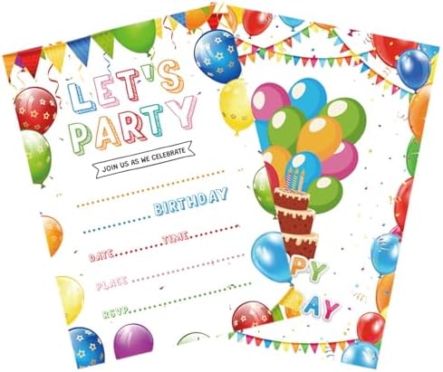 Birthday Invitations with Envelopes 20pcs for Kids Parties