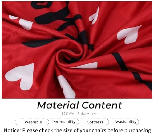4Pcs Valentine Chair Covers Red White Love Heart Design