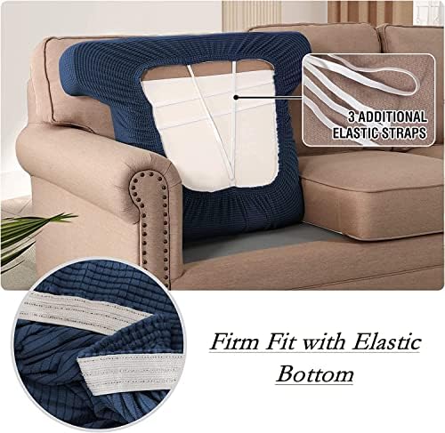 2-Pack Stretch T-Cushion Sofa Slipcovers - Navy 1