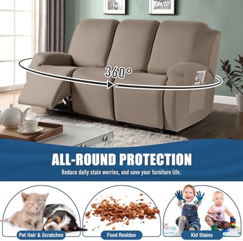 TAOCOCO 3 Piece Recliner Sofa Slipcover Khaki 1