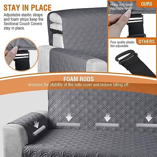 VANSOFY L Shaped Sofa Slipcover 3pcs Reversible Waterproof Cover