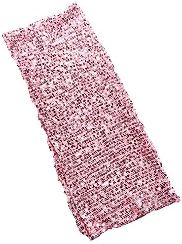 SheYang High Elastic Sequin Chair Sashes 50PCS Pink