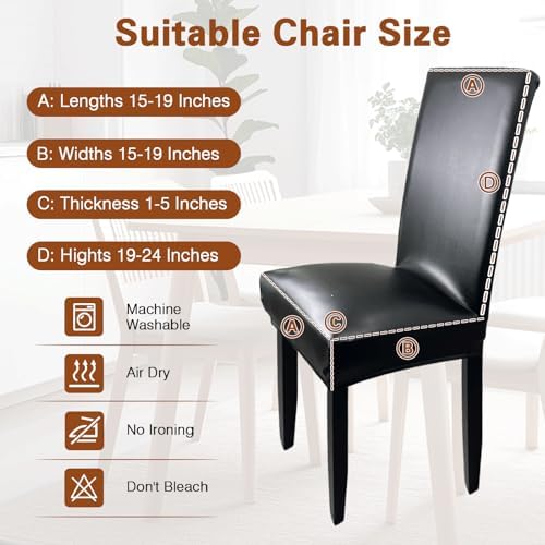 WUSOUPU Dining Chair Covers Set of 4 Black Waterproof Slipcovers