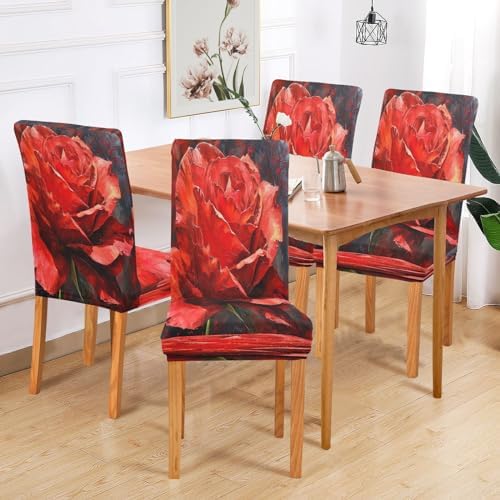 BOESI Oil on Canvas Rose Chair Cover Removable and Washable Slipcover