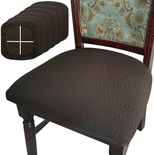 BUYUE Dining Chair Seat Covers Set of 6 Brown