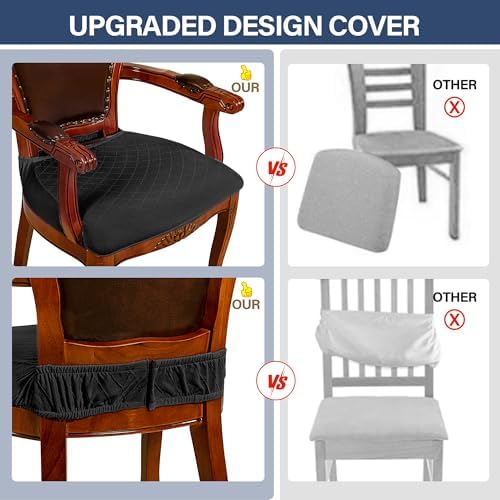 CZL Dining Chair Covers Set of 4 Zipper Black Slipcovers