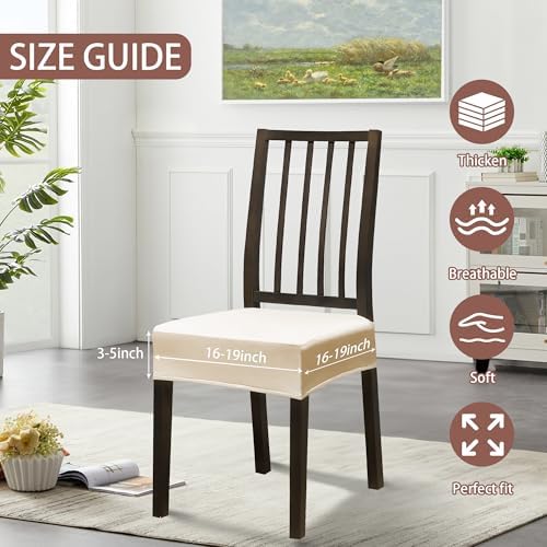 Dining Chair Covers Set of 6 with Zipper Beige