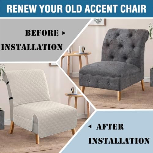 HVERSAILTEX Reversible Water Resistant Accent Chair Cover with Pockets and Anti-Slip Buckle
