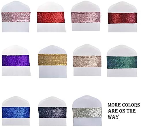 SheYang High Elastic Sequin Chair Sashes 50PCS Pink