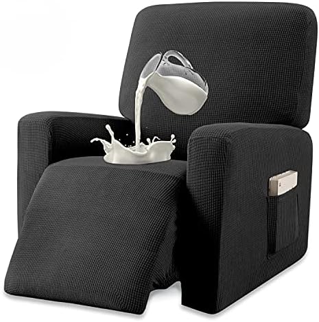 Granbest Premium Water Repellent Recliner Slipcover with Pockets Black