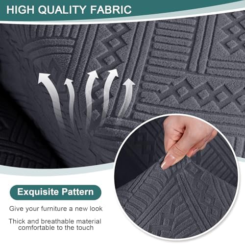 Ruaozz Stretch Recliner Covers with Console 4-Piece Dark Gray