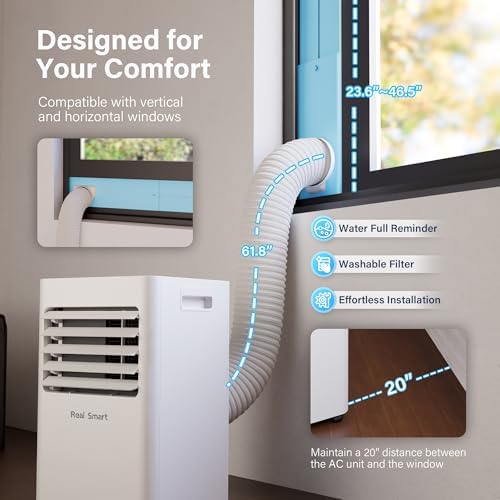 RealSmart 10000 BTU Quiet Portable AC Unit for Rooms