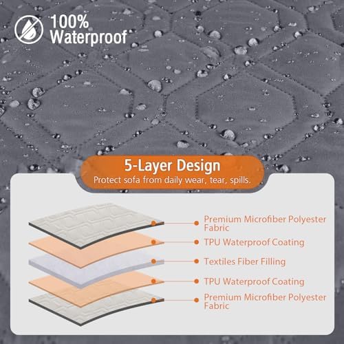 VANSOFY L Shaped Sofa Slipcover 3pcs Reversible Waterproof Cover
