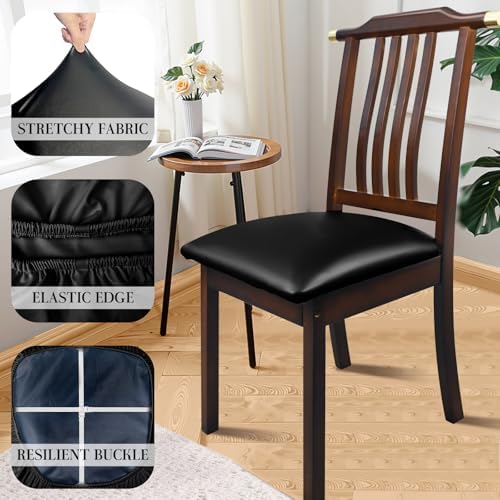 Waterproof Pu Leather Dining Chair Covers Set of 4