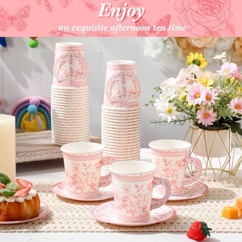 Rtteri 100 Pcs Floral Paper Tableware for Parties