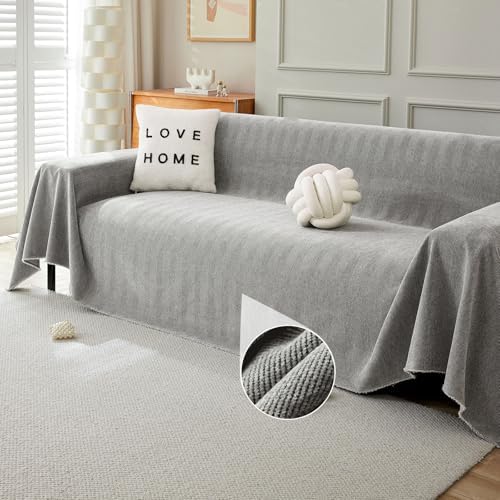 DREAMINGO Couch Protector - Herringbone Jacquard Dark Grey 3 Cushion Sofa Cover 1