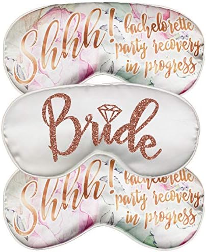 Rose Gold Bridal Party Favor Sleep Mask Set of 3 1