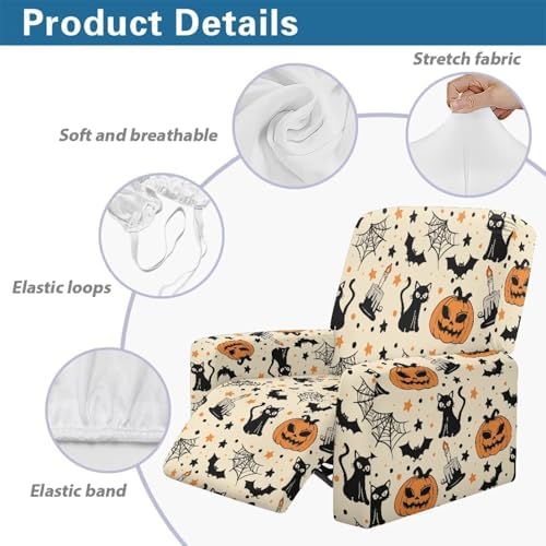 Yuresuaet Cat Pumpkin Halloween Recliner Cover for Elderly and Pets