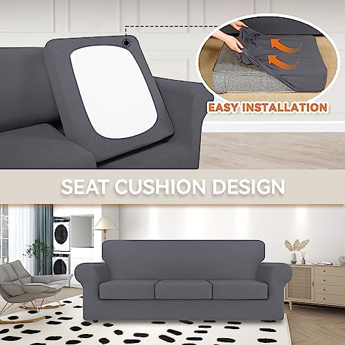 KEKUOU 4 Piece Stretch Couch Covers Pet Friendly Washable