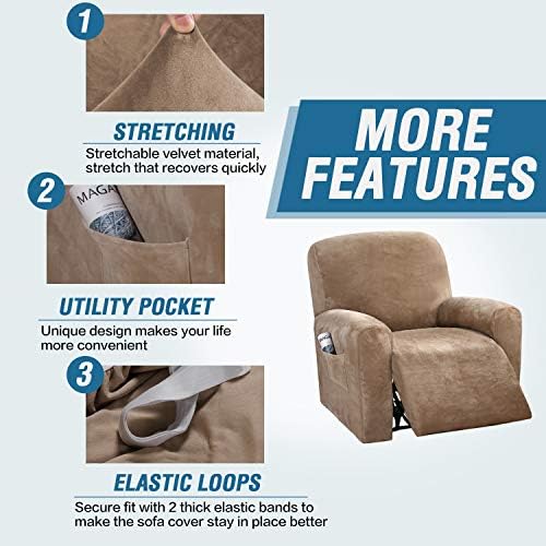 HVERSAILTEX Velvet Stretch Recliner Covers 4-Piece Set
