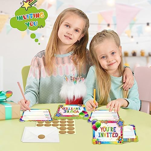GOGOPARTY 20 Pcs Rainbow Birthday Invitations Set