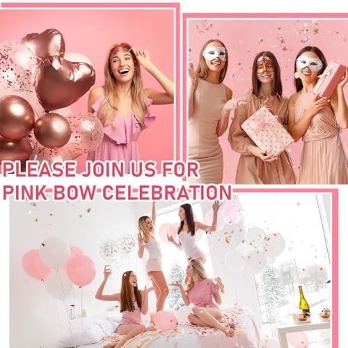 Marspark 25 Set Pink Bow Birthday Invitations